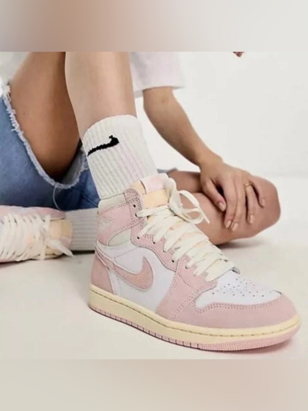 Nike Pastel Pink and White High-Top Sneakers